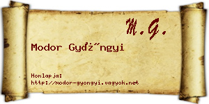 Modor Gyöngyi névjegykártya